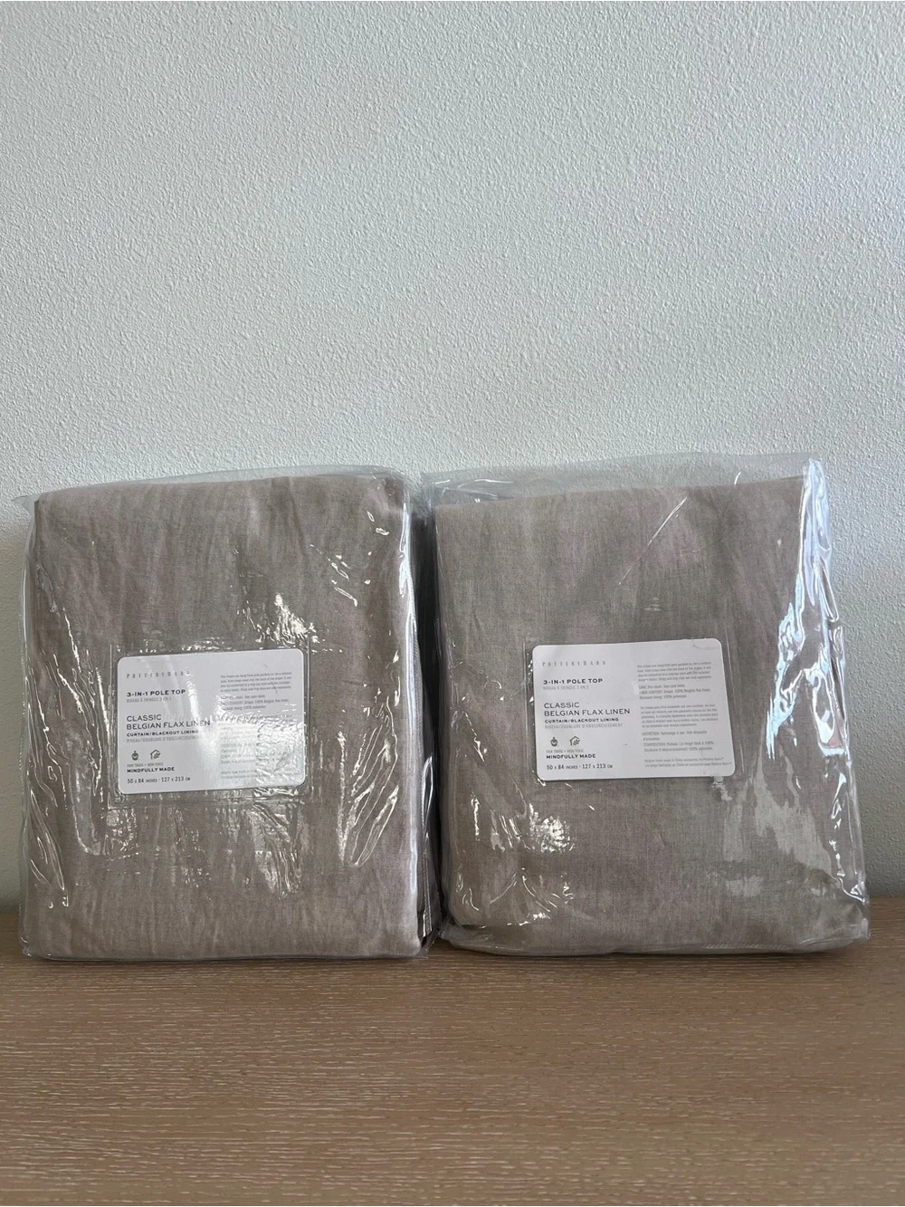Pottery Barn New 2 Panels Classic Flax Linen Curtain/Drape Set in Dark Flax (Tan